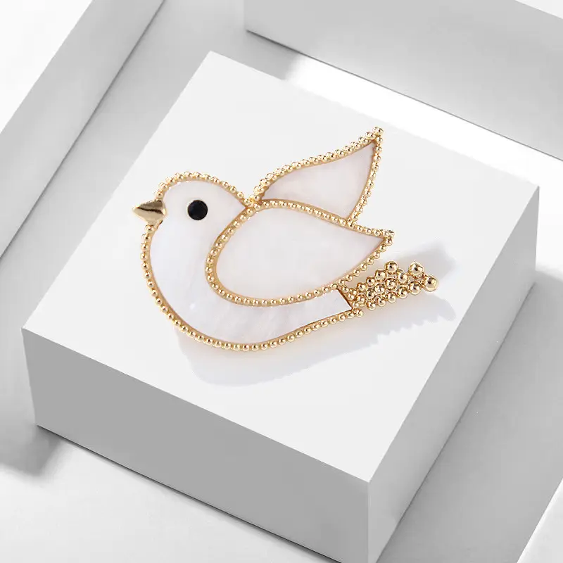 Fashionable Minimalist Dove Broche-Acessório elegante para vestir-se, Pin de terno flor lapela, Jóias femininas