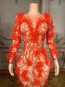 ZD优雅性感红色网眼晚礼服水钻口音-自然腰围落地式礼服为晚会舞会婚礼客人 - Product Image 2