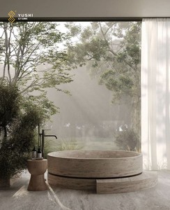 <span class=keywords><strong>Baignoire</strong></span> ronde en travertin de style européen vintage YUSHI pour la décoration de grands hôtels, appartements et villas - Product Image 2