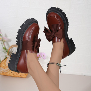 Chaussures en cuir à talon épais et semelle compensée, style britannique, nouvelle collection automne, grandes tailles, pour femme - Product Image 2