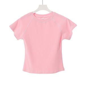 <span class=keywords><strong>T</strong></span>-<span class=keywords><strong>shirt</strong></span> <span class=keywords><strong>da</strong></span> <span class=keywords><strong>Donna</strong></span> in Cotone Lavorato a Maglia, Stile Spicy Girl, Manica Corta, Personalizzabile, Collo Tondo, Logo Stampato - Product Image 5