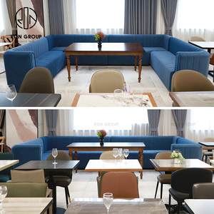 Asientos de sofá de terciopelo en forma de U de lujo, juegos de sillas de mesa de madera personalizados para cafeterías comerciales, hoteles, restaurantes para uso en cafeterías - Product Image 4