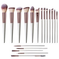 Ensemble de 15 pinceaux de maquillage professionnels de qualité supérieure, manche en plastique, poils synthétiques, pinceau plat, format voyage, pour