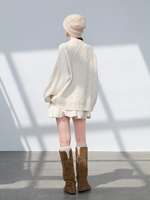 Cardigan en cachemire pur à 100 %, écologique, style vintage, tricot torsadé, pour femme, coupe oversize, à capuche, avec boutons à bascule, poches, poignets et ourlet côtelés épais