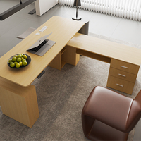 Escritorio Ejecutivo Ergonómico Moderno en Forma de L, de Madera Blanca, Ajustable en Altura, para Gerentes y Directores
