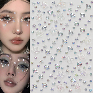 Autocollants de maquillage en <span class=keywords><strong>diamant</strong></span>, autocollants de perles 3D scintillants et colorés, bijoux, décoration pour les yeux et le visage, décoration de maquillage DIY pour festival de musique - Product Image 2
