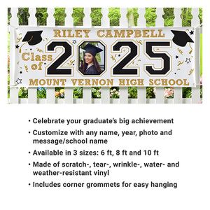 Custom Graduation Out Vinyl <strong>Banner</strong> 2025 Senior Photo Yard Signs Party Favors Graduation Gifts for <strong>Students</strong> - Product Image 2
