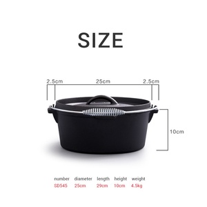 Casserole de camping antiadhésive pré-assaisonnée 2025, <span class=keywords><strong>25</strong></span> <span class=keywords><strong>cm</strong></span>, <span class=keywords><strong>en</strong></span> <span class=keywords><strong>fonte</strong></span>, avec couvercle - Product Image 2