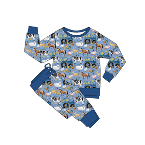 儿童定制纯色竹纤维2件套长袖睡衣裤儿童套装 - Product Image 5