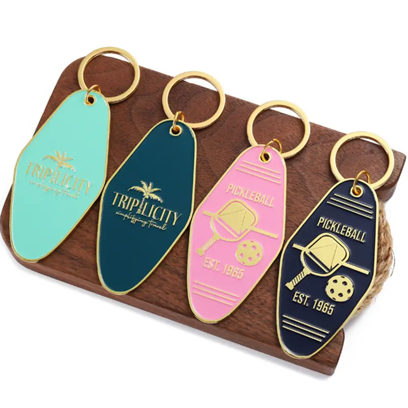 Porte-clés personnalisé voyage Souvenir cadeaux 3D sport pickleball porte-clés métal alliage de zinc or émail Logo Motel porte-clés