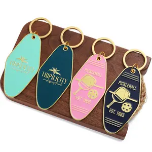 Portachiavi personalizzato personalizzato viaggio regali Souvenir 3D sport Pickleball portachiavi in metallo in lega di zinco oro smalto Logo Motel portachiavi
