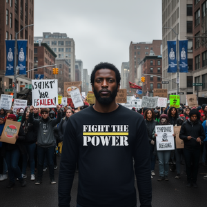 T-shirt a maniche lunghe Fight The Power con citazione motivazionale e di potenziamento - Product Image 1