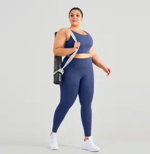 कस्टम लोगो महिलाओं वृहदाकार सेक्सी फिटनेस योग पहनने खेल ब्रा सबसे ऊपर है और जिम लेगिंग प्लस आकार Activewear