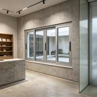 Fenêtre coulissante en aluminium résistant au sel, fabriquée par HUACAI, résistante aux intempéries, pour restaurant de plage.