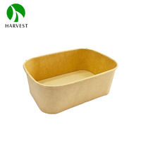 Conteneur alimentaire jetable biodégradable en kraft rectangulaire de 500 ml, boîte à bento pour barbecue, boîte à nouilles Yaki