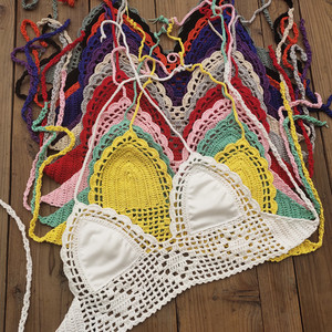 Haut de <span class=keywords><strong>bikini</strong></span> en crochet fait main pour ensembles de maillots de bain réversibles sans dos grande taille, imprimé uni, style <span class=keywords><strong>bar</strong></span> - Product Image 2