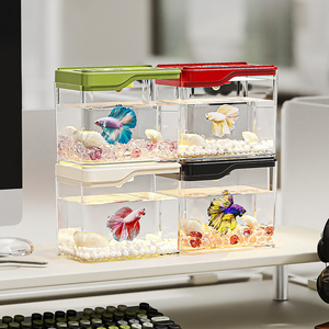 Fabrieksgemaakte vierkante kleine transparante milieuvriendelijke complete bureau-aquarium voor goudvissen en schildpadden, geschikt voor de woonkamer - Product Image 5