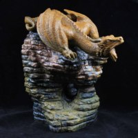 Statue exclusive de dragon en jaspe océanique : Sculpture de dragon occidental artisanale - Édition limitée