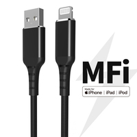 USB-A C189 asli bersertifikat MFi ke kabel 8-Pin dengan pengisian cepat 3A dan jaket nilon untuk MacBook/iPhone/iPad/