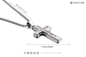 KALEN croce ciondolo oro nero in acciaio inox gioielli zircone <span class=keywords><strong>collana</strong></span> per gli uomini - Product Image 6