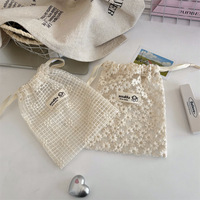 Sac de rangement cosmétique personnalisé en tulle léger brodé marguerites, style coréen, petite capacité, vente en gros