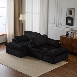 เก้าอี้พักผ่อนแบบคู่ทันสมัยขนาดใหญ่พิเศษ ปรับเอนได้ หุ้มเบาะ พร้อมฟังก์ชั่นเป็นเตียงนอน ที่นั่งลึก เหมาะสำหรับห้องนั่งเล่นและห้องนอน - Product Image 5