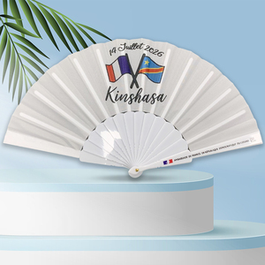 พัดพับลายพิมพ์สีขาวแบบกำหนดเอง พัดพับสำหรับงานแต่งงาน ของขวัญ - Product Image 3