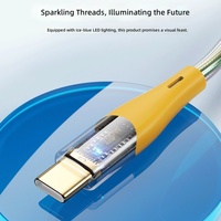 Kabel Data USB-C 2.0 PD 100W Transparan Berwarna dengan Lampu Indikator untuk Smartphone, Tablet, Laptop