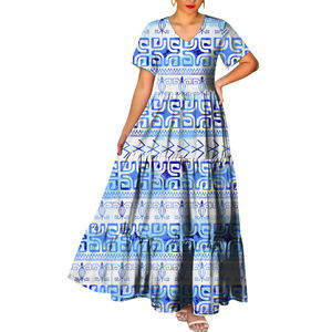 Vestido Corto con Cuello en V para Mujer, Estilo <span class=keywords><strong>Marquesan</strong></span>, Tatuaje Polinesio, Personalidad Casual, Moda Elegante, Ecológico - Product Image 3
