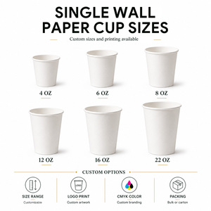 Gobelets en papier à paroi simple personnalisés de 4 oz à 22 oz, jetables, pour boissons chaudes, café, emballage de boissons à emporter pour café - Product Image 2