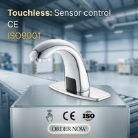 Robinet de lavabo sans contact à détection infrarouge en laiton chromé, à poser sur le comptoir, pour hôtels et toilettes publiques, économie d'eau, certifié CE ISO9001