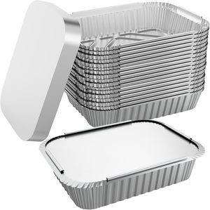 Disposable Takeaway Food <b>Container</b> Custom Packing Aluminum <b>Foil</b> <b>Container</b> Wholesale <b>Foil</b> Trays Paper Lid Rectangle Food Grade - Product Image 1