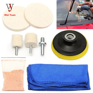 Kit de roues de polissage en laine pour vitres de voiture Wei Yuan avec poudre de polissage et chiffon pour la réparation des rayures et l'élimination du film gras - Product Image 1