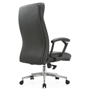 Chaise de bureau ergonomique en cuir noir pivotante avec accoudoirs pour bureau et usage commercial - Product Image 5