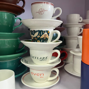 Ensemble <span class=keywords><strong>tasse</strong></span> à café et soucoupe américaines personnalisées <span class=keywords><strong>Tasse</strong></span> à cappuccino espresso en céramique de style design moderne avec logo, motif et <span class=keywords><strong>texte</strong></span> - Product Image 3