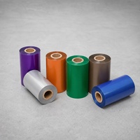 Ruban en carbone bleu 110 mm x 450 m compatible avec Zebra 105sl Plus pour impression sur ruban satiné PET argenté mat, encre écologique