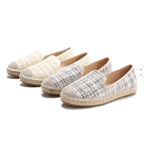 Hochwertige Gewebte <span class=keywords><strong>Stoff</strong></span>-<span class=keywords><strong>Espadrilles</strong></span> mit Strohmuster, Flache Mokassins für Damen - Product Image 1