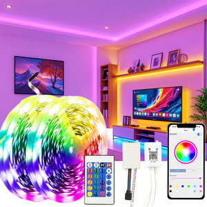 ไฟ LED ตกแต่งภายในบ้านสำหรับคริสต์มาส แบบเส้น 5050 RGB ควบคุมผ่านแอ<span class=keywords><strong>พ</strong></span> สมาร์ท PVC 5ม./10ม. 5V USB ไฟเส้นสำหรับทีวี 5ม. 10ม. 5V USB - Product Image 1