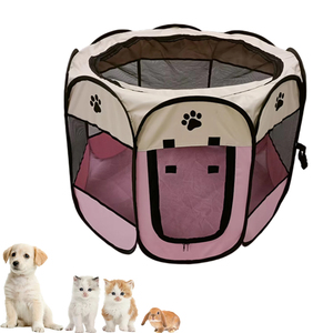 กรงสุนัขพับได้แปดเหลี่ยมพับได้พร้อมถาดพลาสติกสำหรับสุนัขและแมว - Product Image 1