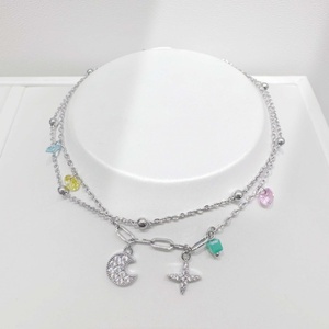 Bracelet personnalisé en argent sterling 925, forme de fleur, trèfle, pour femmes, été, pierre bleue, strass, chaîne à maillons. - Product Image 4