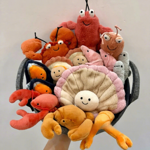 Jeycat Serie de Mariscos Divertidos, Muñeco de Peluche de Simulación de Cangrejo, Langosta, Pulpo, Almeja y Ballena - Product Image 1