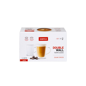 แก้วเก็บความร้อนสองชั้นพร้อมหูจับ แพ็ค 2 ใบ ขนาด 340 มล. แก้วกาแฟทนความร้อน แก้วใส ใช้ซ้ำได้ - Product Image 2
