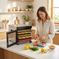6-bakjes roestvrijstalen voedseldroger BPA-vrij met digitale timer voor fruit, groenten, vlees en jerky, met FDA LFGB certificering