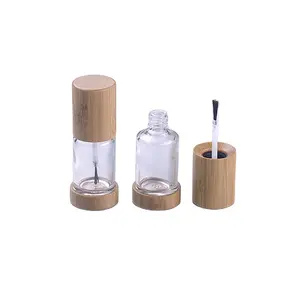 Экологически чистые, перерабатываемые, 10 мл, 15 мл, бамбуковые колпачки, пустые стеклянные бутылки для лака для ногтей с кисточкой