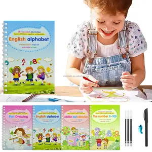 Juego de impresión de libro de trabajo Encuadernado ruso preescolar A4 A5 personalizado para bebé de 4 libros mágicos para niños
