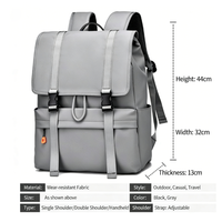 Sac à dos pour ordinateur portable personnalisable en stock, noir et gris, Oxford, léger, durable, voyage, travail, bureau, étudiant, collège