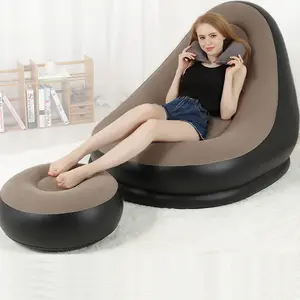 Preguiçoso sofá inflável cadeira dobrável único reunindo sofá ao ar livre conjunto de sofá inflado estúdio de fotografia apoio para os pés de cadeira de fezes