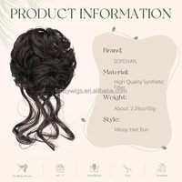 Moño de Pelo Sintético Rizado y Despeinado con Clip, Extensión de Moño con Pelo Sintético de Alta Calidad para Mujer, Color Personalizado
