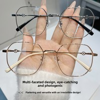 Lunettes anti-lumière bleue Tmall Explosions 17876S Milk Tea Pigment Yan pour femmes, monture complète hexagonale punk Danyang, pour visage ovale, monture rapide