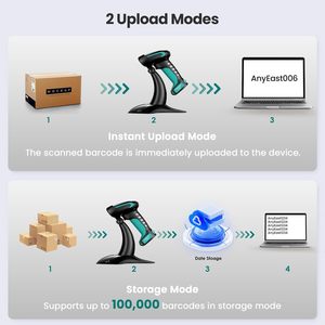 Lector de código de barras QR <span class=keywords><strong>USB</strong></span>, inalámbrico, industrial, 1D, 2D, Bluetooth, inventario, escáner de código de barras con soporte, resistente a las caídas, resistente al agua - Product Image 5